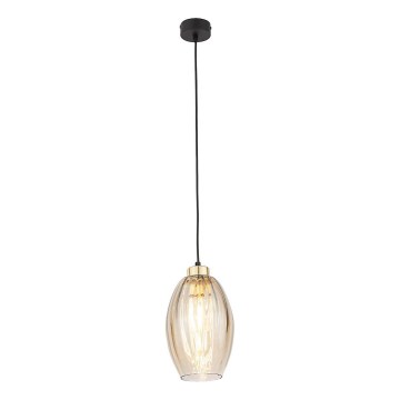 LED-Pendelleuchte SEBO 1xE27/15W/230V schwarz/rauchiges Beige