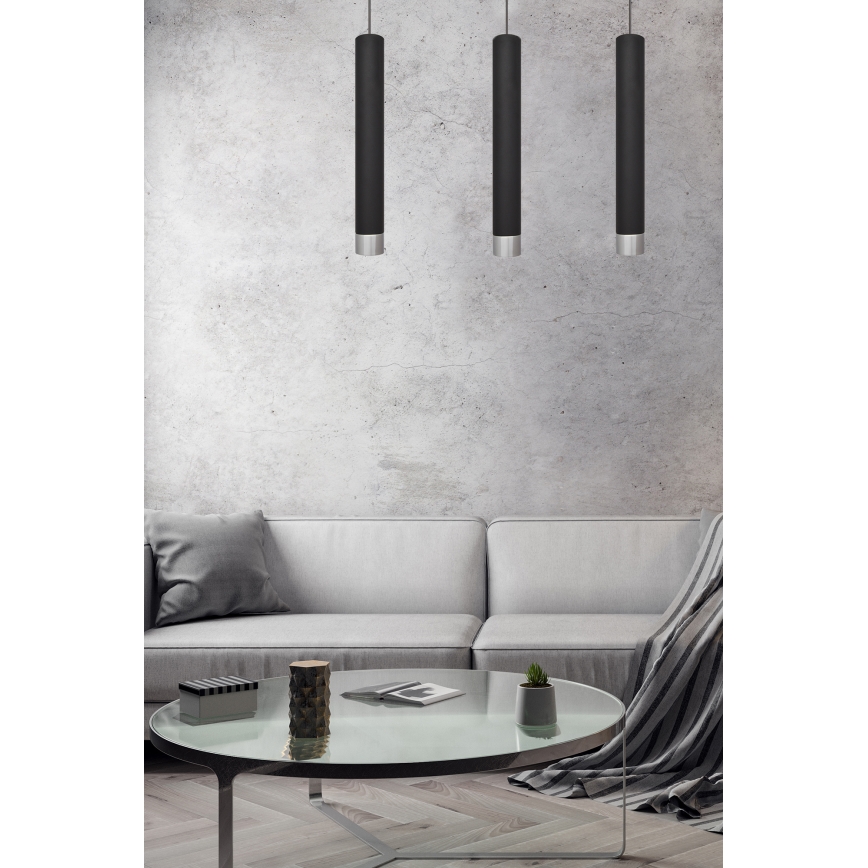 LED-Pendelleuchte an Kabel TUBA 3xGU10/4,8W/230V schwarz/glänzender Chrom