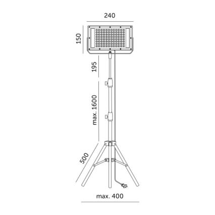LED-Strahler mit Stativ für Pflanzenzucht FIRON LED/45W/230V IP54 schwarz