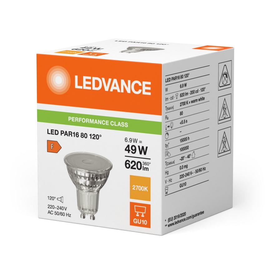 LED Reflektorlampe PAR16 GU10/6,9W/230V 2700K 120° - Ledvance