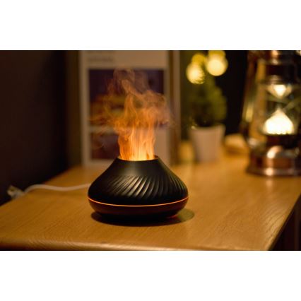 LED RGB Aroma-Diffusor mit Flamme imitation LED/6,5W/5V 130ml schwarz