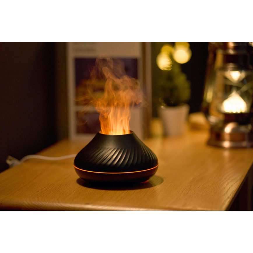 LED RGB Aroma-Diffusor mit Flamme imitation LED/6,5W/5V 130ml schwarz