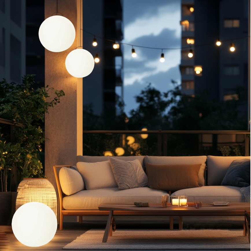 LED RGB dimmbare Solarleuchte GARDEN BALL LED/5W/3,7V 3000K IP54 2200 mAh Ø 30 cm + Fernbedienung