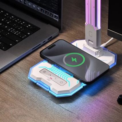 LED RGB dimmbare wiederaufladbare Touch-Tischlampe mit kabellosem Ladegerät LED/7,5W/5V 2700-5300K Weiß