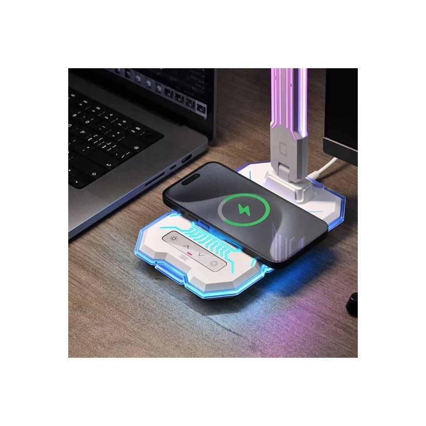 LED RGB dimmbare wiederaufladbare Touch-Tischlampe mit kabellosem Ladegerät LED/7,5W/5V 2700-5300K Weiß