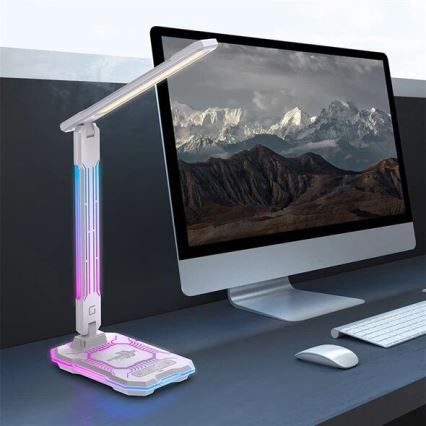 LED RGB dimmbare wiederaufladbare Touch-Tischlampe mit kabellosem Ladegerät LED/7,5W/5V 2700-5300K Weiß