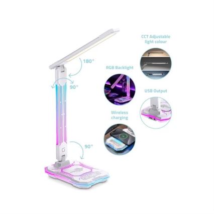 LED RGB dimmbare wiederaufladbare Touch-Tischlampe mit kabellosem Ladegerät LED/7,5W/5V 2700-5300K Weiß