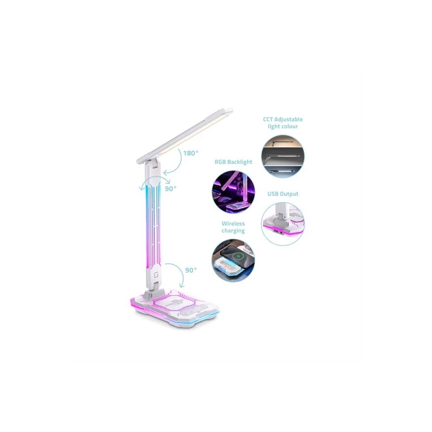 LED RGB dimmbare wiederaufladbare Touch-Tischlampe mit kabellosem Ladegerät LED/7,5W/5V 2700-5300K Weiß