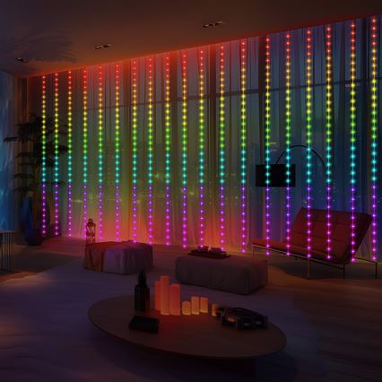 LED RGB dimmbarer Weihnachts-Lichtervorhang WIZARD 300xLED/USB 3x3m + Fernbedienung