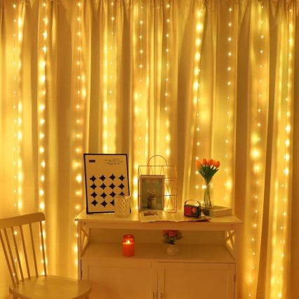 LED RGB dimmbarer Weihnachts-Lichtervorhang WIZARD 300xLED/USB 3x3m + Fernbedienung