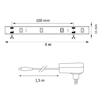 LED-RGB-Dimmstreifen MAGIC 5 m LED/24W/230V + FB
