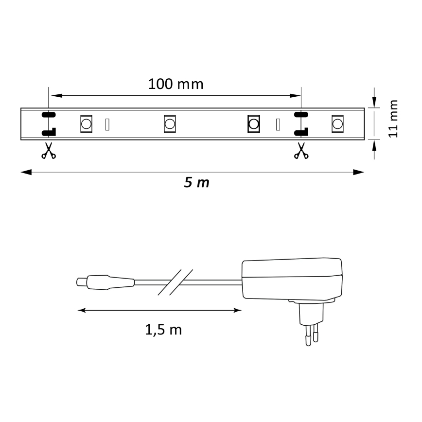 LED-RGB-Dimmstreifen MAGIC 5 m LED/24W/230V + FB
