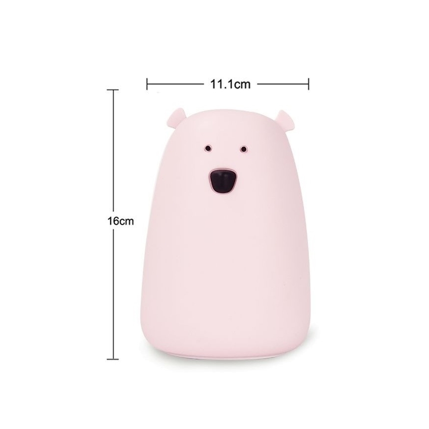 LED RGB Kinder-Touch-Lampe BEAR LED/0,8W/5V rosa + USB
