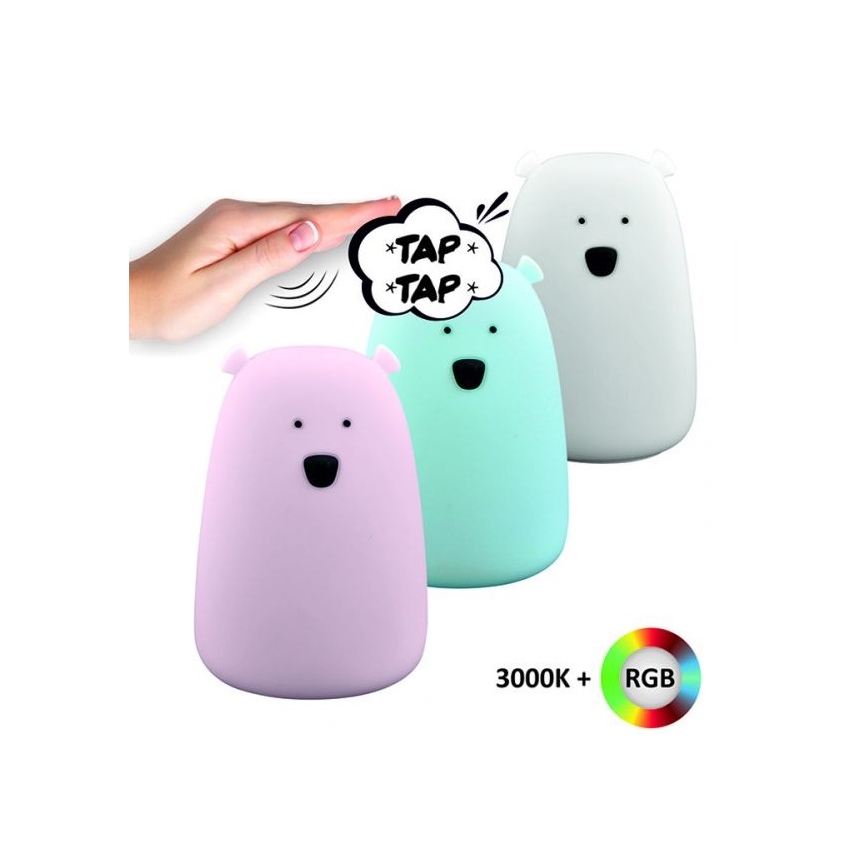 LED RGB Kinder-Touch-Lampe BEAR LED/0,8W/5V rosa + USB