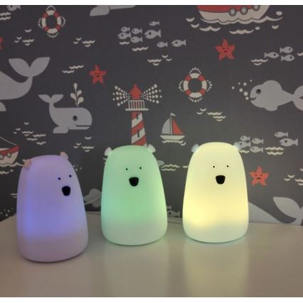 LED RGB Kinder Touch Lampe BEAR LED/0,8W/5V weiß + USB