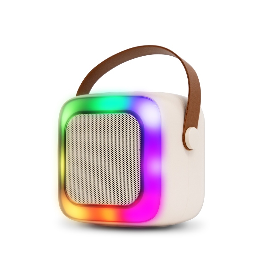 CONNECT IT CSP-1010-BG - LED RGB-Lautsprecher mit 2 kabellosen Mikrofonen, 5W/1200 mAh + 2x 400 mAh, creme/gold