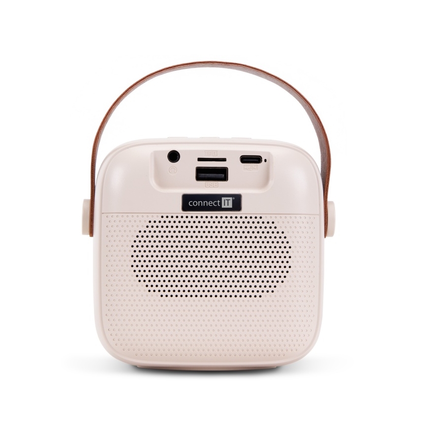CONNECT IT CSP-1010-BG - LED RGB-Lautsprecher mit 2 kabellosen Mikrofonen, 5W/1200 mAh + 2x 400 mAh, creme/gold