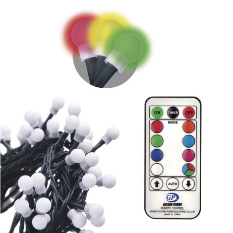 LED RGB Outdoor Weihnachtskette CHAIN 96xLED/64 Funktionen 15m IP44 + FB
