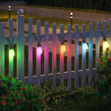 Solarbetriebene dimmbare RGB-LED-Lichterkette 15xLED/18 Funktionen USB 6 m IP44 schwarz + Fernbedienung