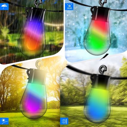 Solarbetriebene dimmbare RGB-LED-Lichterkette 15xLED/18 Funktionen USB 6 m IP44 schwarz + Fernbedienung