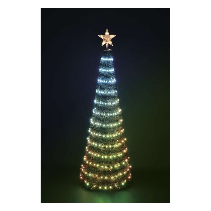 LED RGB Weihnachtsbaum mit einer Lichterkette 304xLED/16 Modi 1,8m + Fernbedienung