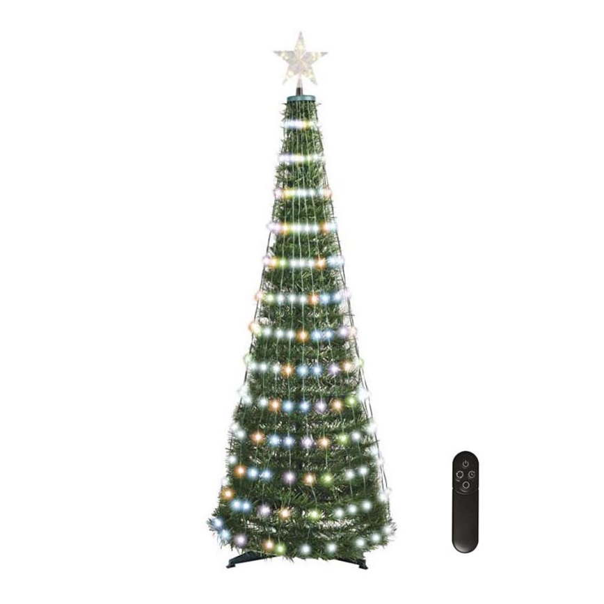 LED RGB Weihnachtsbaum mit einer Lichterkette 304xLED/16 Modi 1,8m + Fernbedienung