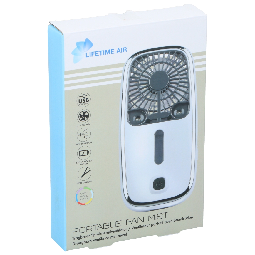 LED RGB wiederaufladbarer Taschenventilator mit Vernebelungsfunktion 3,7V 1200 mAh