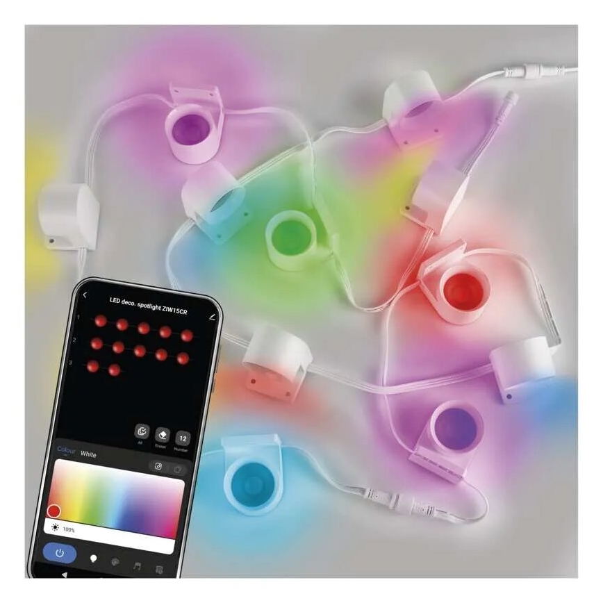 LED RGBIC+CCT Dekorative Kette mit Spotbeleuchtung GoSmart 12xLED/7W/230V 255 cm Wi-Fi Tuya
