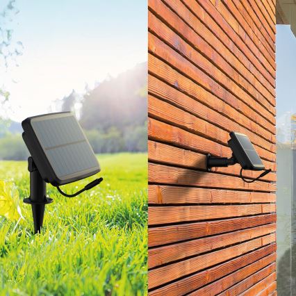 LED RGBIC dimmbare Solarlichterkette 15xLED/1,3W/3,7V 2200 mAh 8 m IP65 schwarz + Fernbedienung