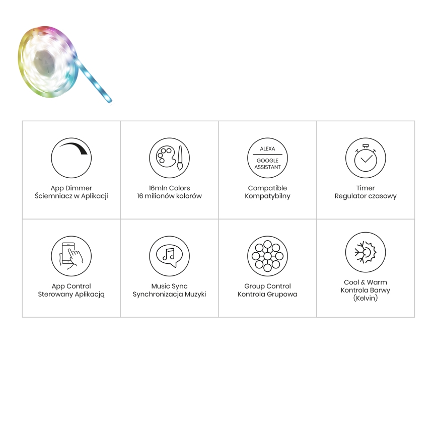 LED RGBW Badezimmer-Dimmstreifen LED/12,5W/12V IP65 5m Wi-Fi Tuya