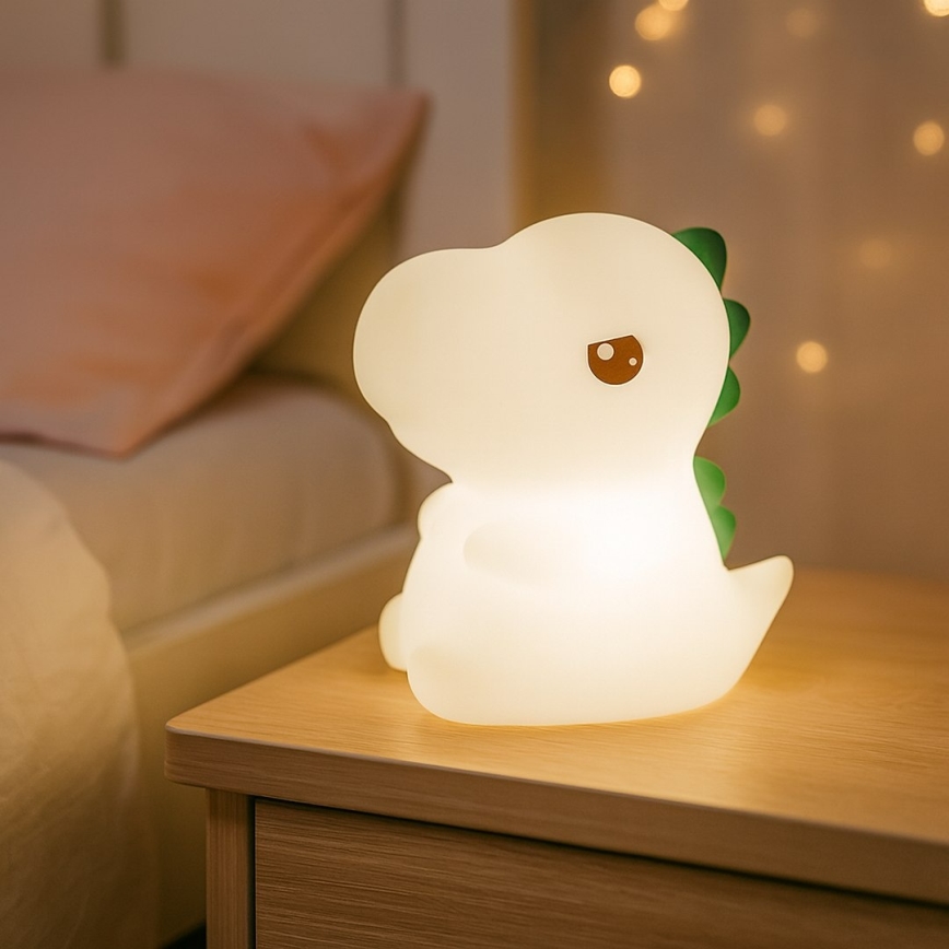 LED RGBW Dimmbares wiederaufladbares Nachtlicht mit Touch-Bedienung für Kinder DINO LED/1W/5V 1200 mAh