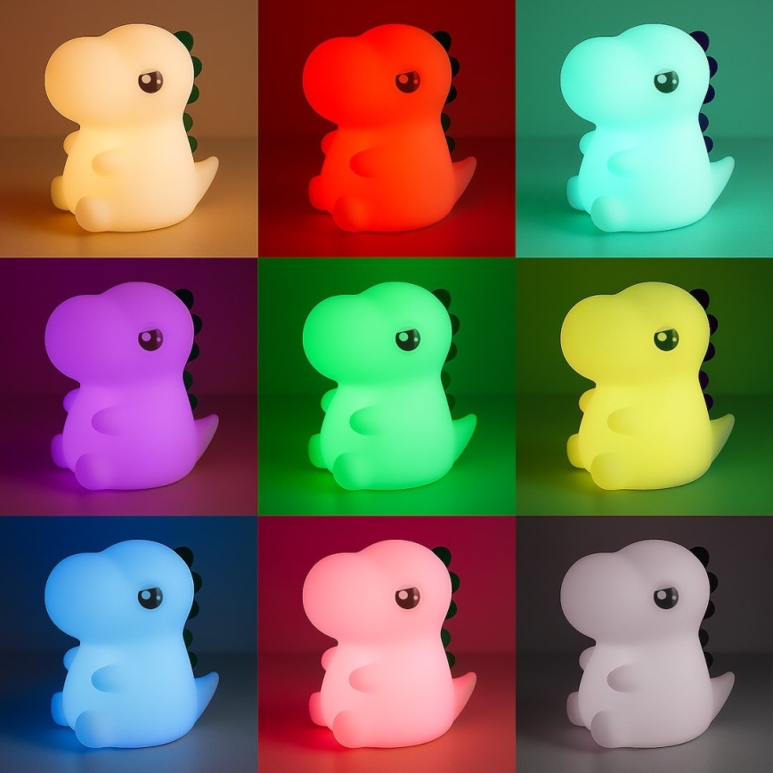 LED RGBW Dimmbares wiederaufladbares Nachtlicht mit Touch-Bedienung für Kinder DINO LED/1W/5V 1200 mAh