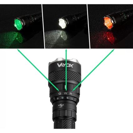 LED RGBW dimmbare wiederaufladbare Taschenlampe LED/15W/5V IP66 1500 lm 2000 mAh