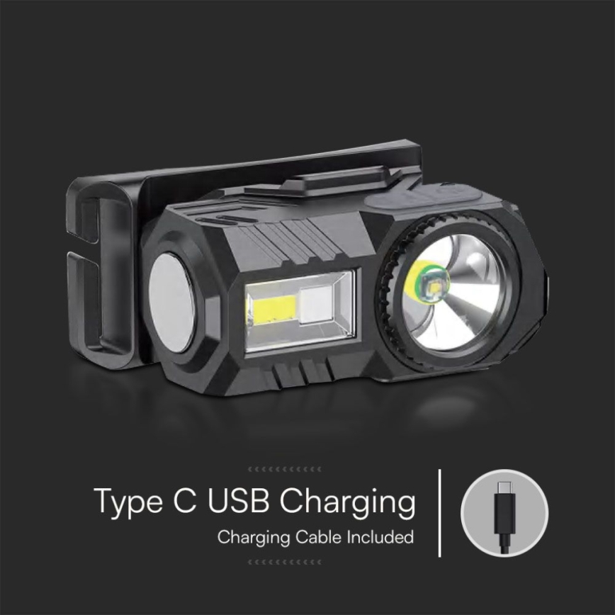 LED RGBW Dimmbare, aufladbare Stirnlampe USB LED/3W/5V IP43 190 glänzend 24 h 750 mAh