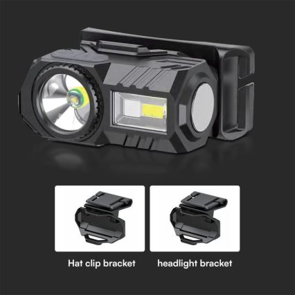 LED RGBW Dimmbare, aufladbare Stirnlampe USB LED/3W/5V IP43 190 glänzend 24 h 750 mAh