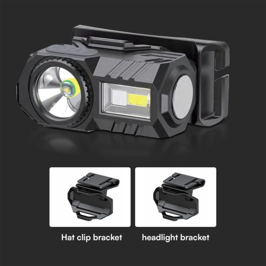 LED RGBW Dimmbare, aufladbare Stirnlampe USB LED/3W/5V IP43 190 glänzend 24 h 750 mAh