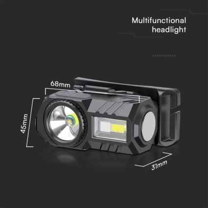 LED RGBW Dimmbare, aufladbare Stirnlampe USB LED/3W/5V IP43 190 glänzend 24 h 750 mAh