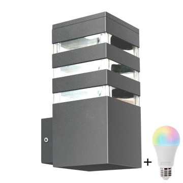 LED RGBW dimmbare Außen-Wandleuchte TEKSAS 1xE27/9W/230V 2700-6500K Wi-Fi IP44 Anthrazit