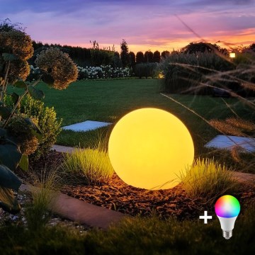 LED RGBW dimmbare Außenleuchte GLOBO 1xE27/12W/230V 2700–6500K Ø 30 cm IP44 Wi‑Fi