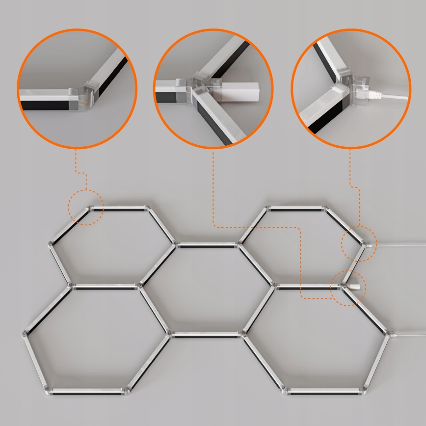 LED RGBW dimmbare Deckenleuchte HEXAGON LED/144W/85-265V 7000K 205x142 cm CRI 90 IP54 weiß + Fernbedienung