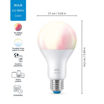 LED RGBW Dimmbare Glühbirne A67 E27/13W/230V 2200-6500K CRI 90 Wi-Fi -WiZ