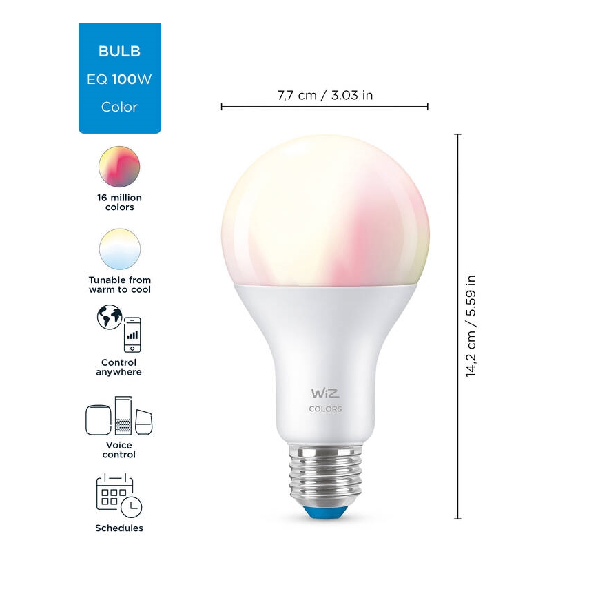 LED RGBW Dimmbare Glühbirne A67 E27/13W/230V 2200-6500K CRI 90 Wi-Fi -WiZ