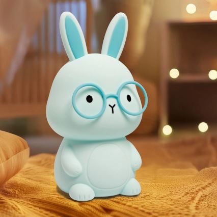 LED RGBW Dimmbare Kinder-Leuchte mit Touch-Funktion FLORKA LED/1W/5V USB 1200 mAh Hase blau