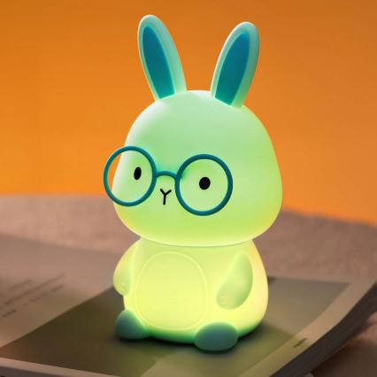 LED RGBW Dimmbare Kinder-Leuchte mit Touch-Funktion FLORKA LED/1W/5V USB 1200 mAh Hase blau