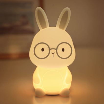 LED RGBW Dimmbare Kinder-Leuchte mit Touch-Funktion FLORKA LED/1W/5V USB 1200 mAh Hase weiß/grau