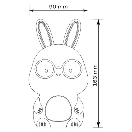 LED RGBW Dimmbare Kinder-Leuchte mit Touch-Funktion FLORKA LED/1W/5V USB 1200 mAh Hase weiß/grau