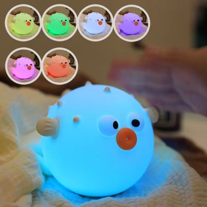LED RGBW Dimmbare Kinder-Leuchte mit Touch-Funktion HELI LED/1W/5V USB 1200 mAh Fisch blau