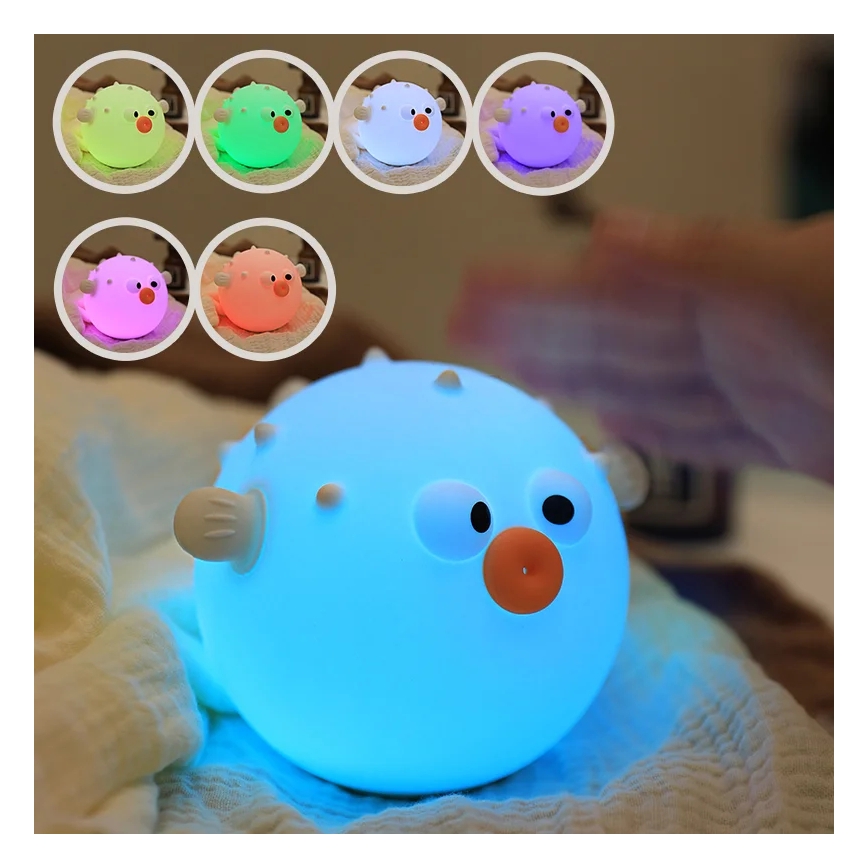 LED RGBW Dimmbare Kinder-Leuchte mit Touch-Funktion HELI LED/1W/5V USB 1200 mAh Fisch blau