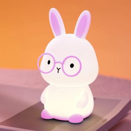 LED RGBW Dimmbares Kinder-Touch-Licht FLORKA LED/1W/5V USB 1200 mAh Hase Rosa