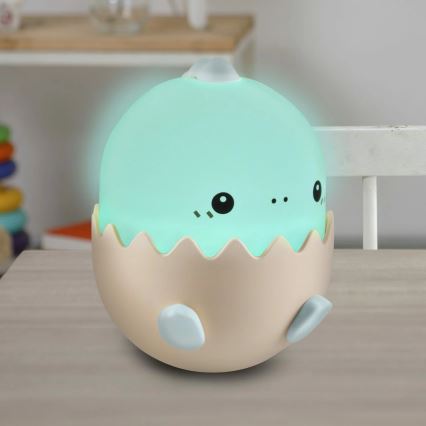 LED RGBW Dimmbare Kinderleuchte mit Touch-Funktion BABY DINO LED/0,75W/5V USB 1200 mAh blau